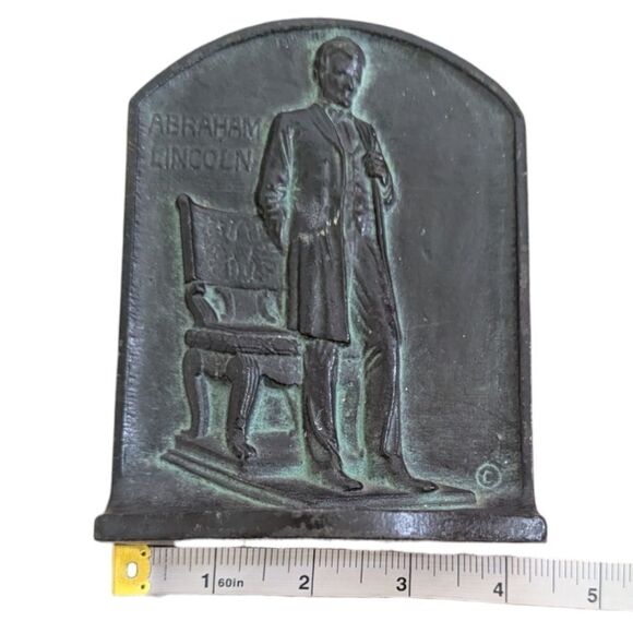 Antique 1923 Abraham Lincoln Bookends by A.M. Greenblatt Bronze Cast Iron - Picture 5 of 8